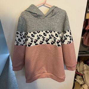 SHEIN Gray and Pink Patterned Hoodie